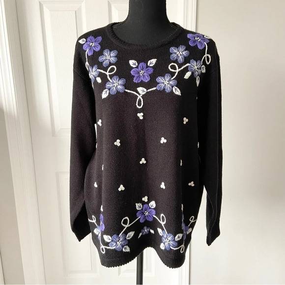 Vintage Alia Floral Embroidery Grandmacore  Sweater - Picture 1 of 16